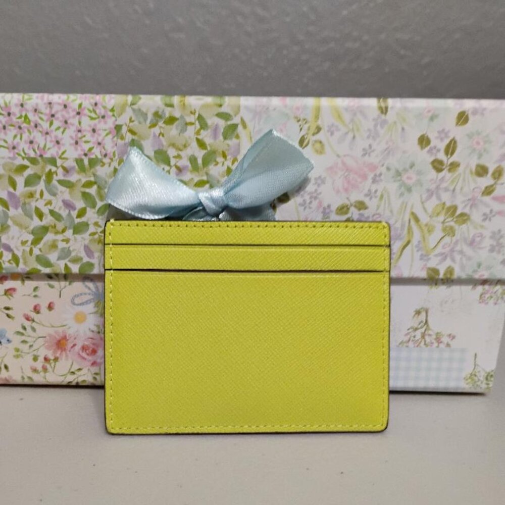 Kate Spade Madison Saffiano Small Slim Card Holder Lime Slush NWT - Picture 2 of 7